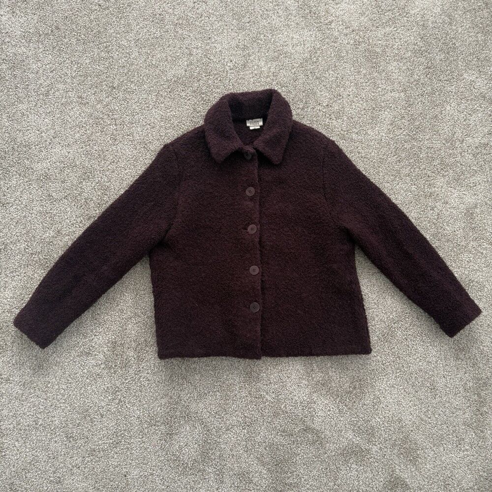 Eileen Fisher Burgundy Boucle Wool Cardigan/Jacket | Size Medium